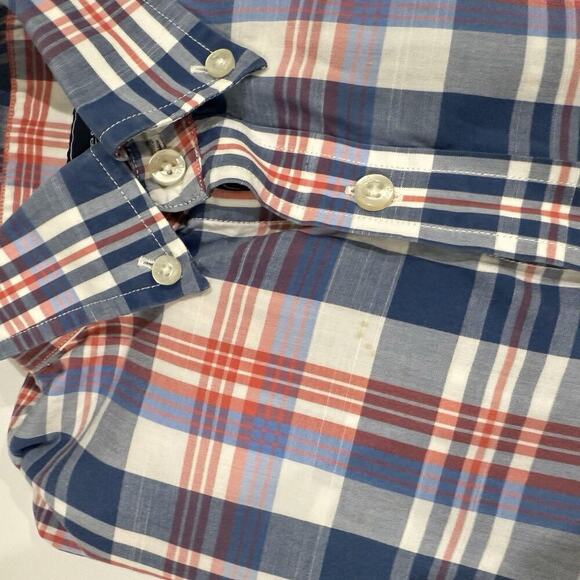 Vineyard Vines Plaid Shirt Boys Kids Size XL 20 Navy Blue Red Long Sleeve Whale - Picture 11 of 11